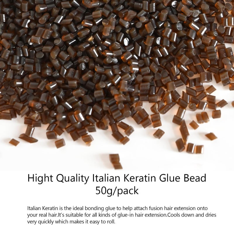 coloryoung 50g Amber Brown Italian Fusion Keratin Glue Pellets Granules Beads for Nail/I Tip Hair Extensions - Image 3